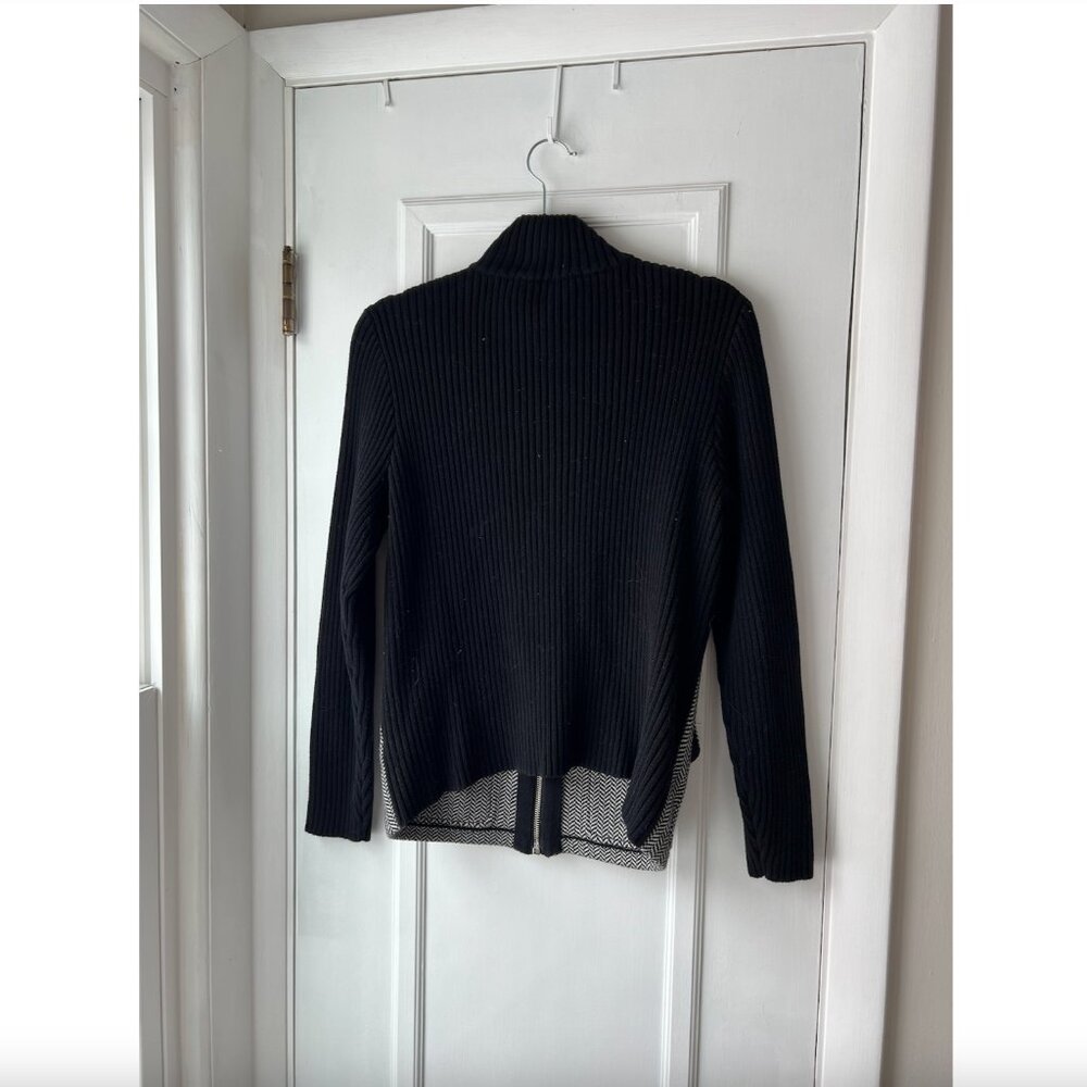 Lauren Ralph Lauren Ribbed Herringbone Zip Front Cardigan Sweater - Picture 5 of 6